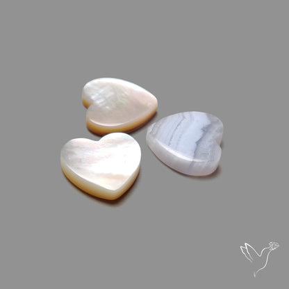 Blue Lace Agate And Mother of Pearl Hearts Lot