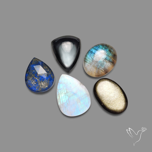 Lapis Lazuli Doublet, Obsidian, Labradorite Opalites Lot