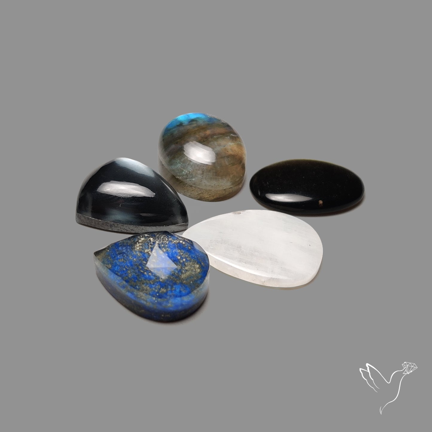 Lapis Lazuli Doublet, Obsidian, Labradorite Opalites Lot