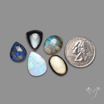 Lapis Lazuli Doublet, Obsidian, Labradorite Opalites Lot