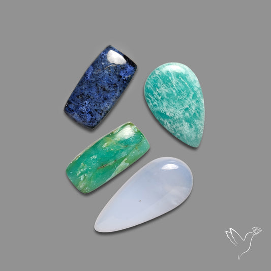 Namibian Chalcedony, Amazonite, Azurite, Peruvian Blue Opal Lot