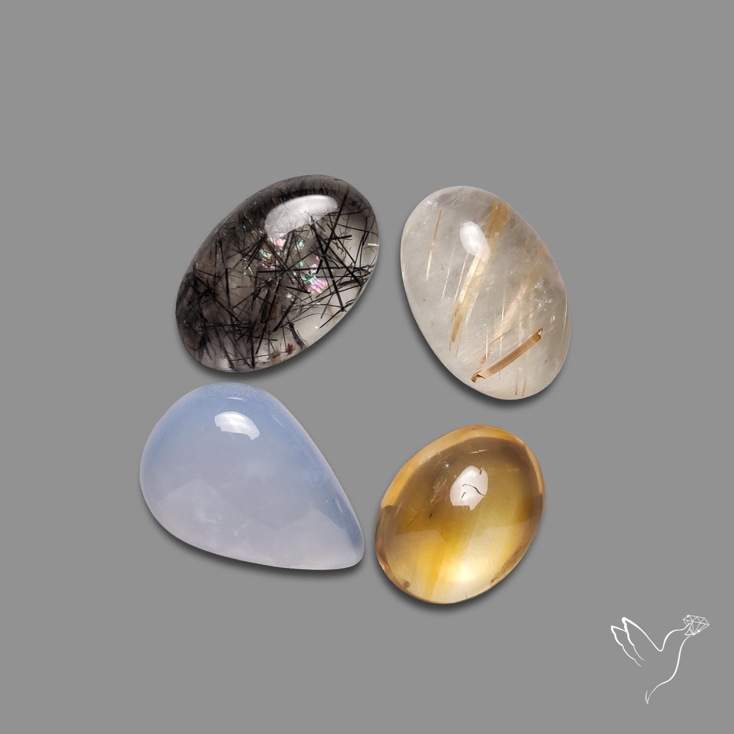 Rutilated Quartz, Chalcedony, Citrine, Rutilated Quartz Lot