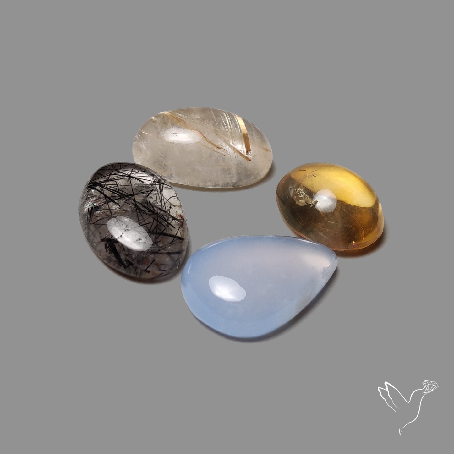 Rutilated Quartz, Chalcedony, Citrine, Rutilated Quartz Lot