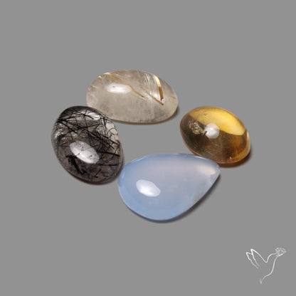 Rutilated Quartz, Chalcedony, Citrine, Rutilated Quartz Lot