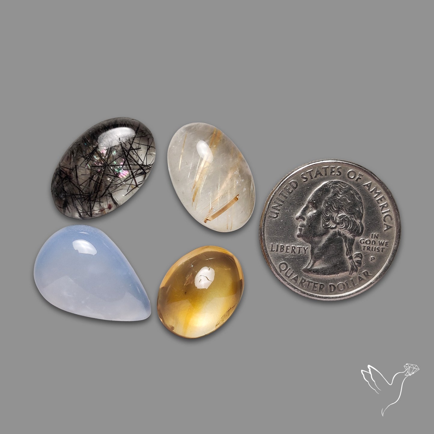 Rutilated Quartz, Chalcedony, Citrine, Rutilated Quartz Lot