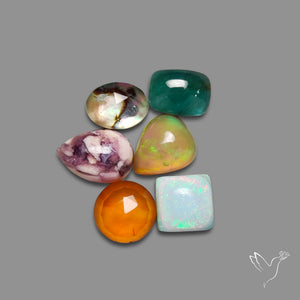 Carnelian Agate, Abalone Shell, Grandidierite, Sterling Opal, Tiffany Stone and Ethiopian Opal Mix Lot