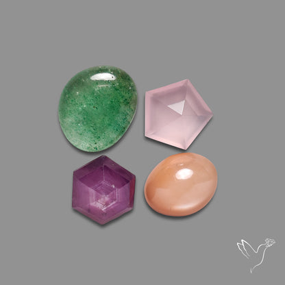 Ruby, Peach Moonstone, Tanzurine and Chalcedony Lot