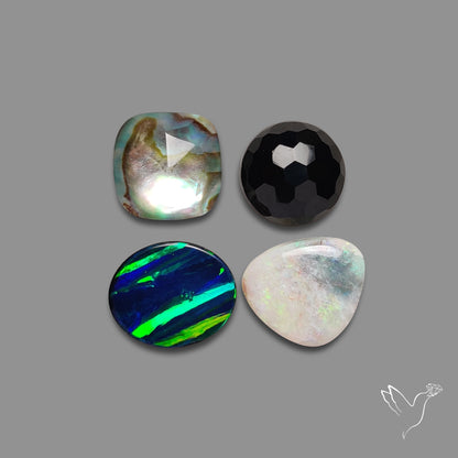 Doublet Opal, Sterling Opal, Abalone Shell and Black Spinel Mix Lot