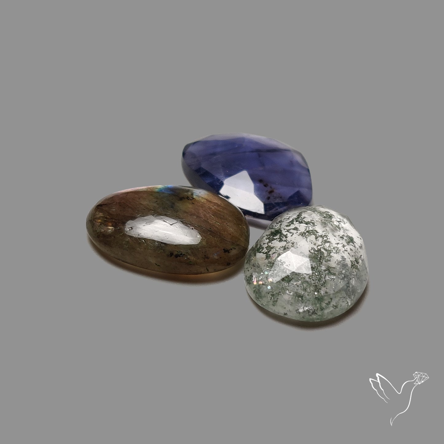 Rose Cut Iolite, Chlorite in Quartz, Purple Labradorite Lot