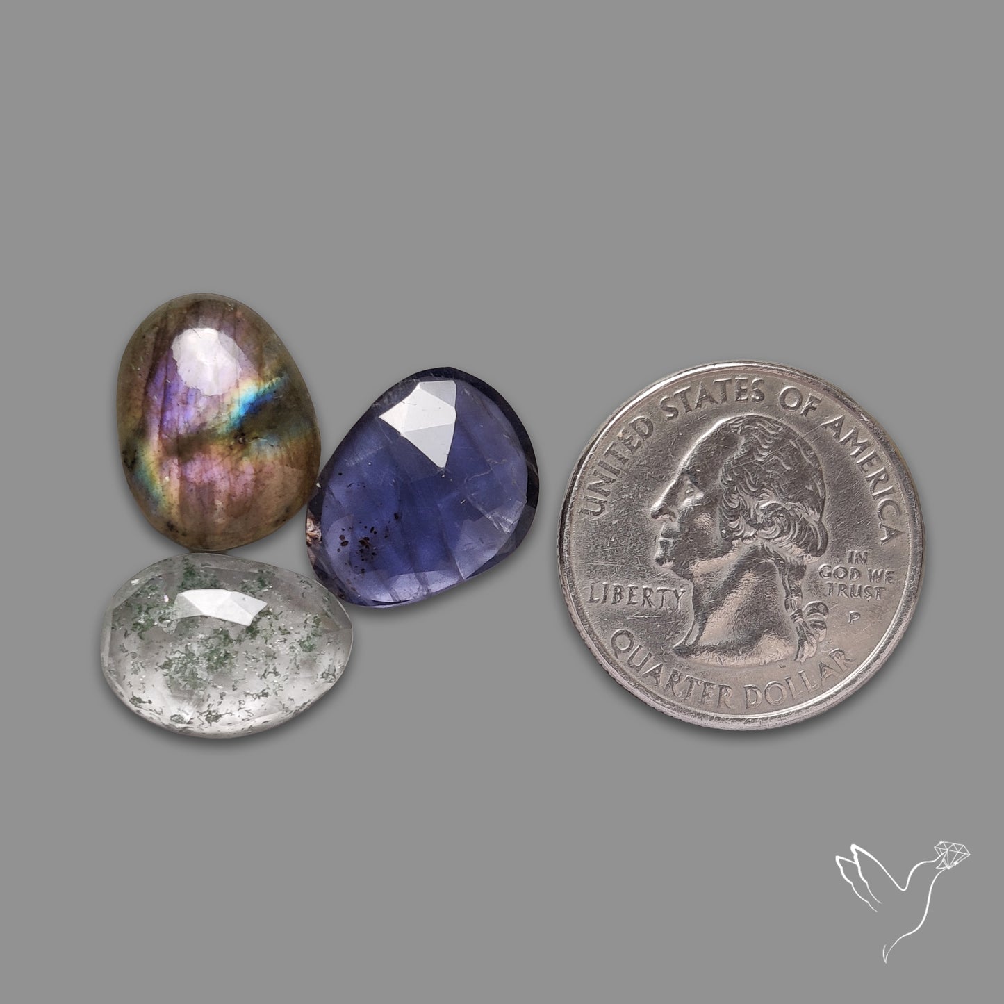 Rose Cut Iolite, Chlorite in Quartz, Purple Labradorite Lot