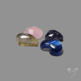 Rose Cut Labradorite,Dichroic Glass,Rose Quartz, Blue Goldstone Lot