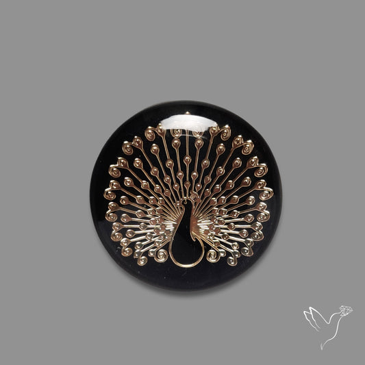 Gilded Peacock inlay in Black Onyx