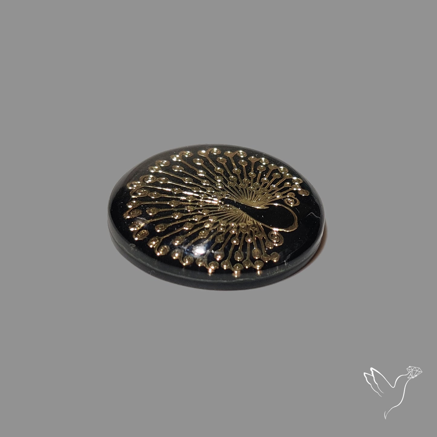 Gilded Peacock inlay in Black Onyx