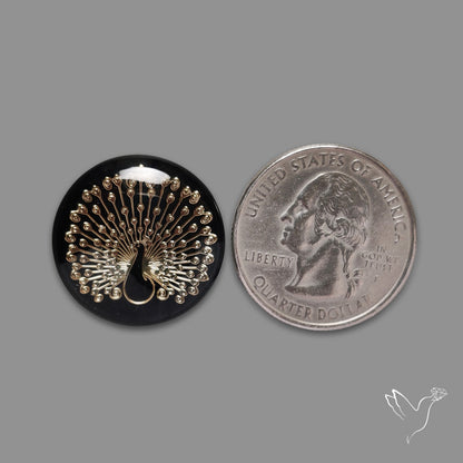 Gilded Peacock inlay in Black Onyx