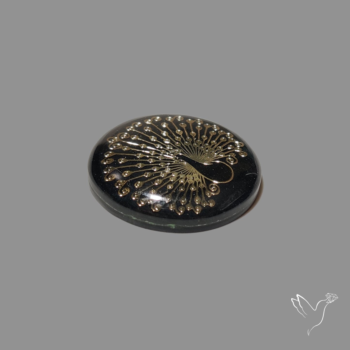 Gilded Peacock inlay in Black Onyx