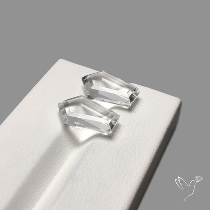 Portrait Cut Natural Himalayan Clear Quartz Pair