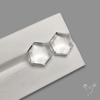 Portrait Cut Natural Himalayan Clear Quartz Pair