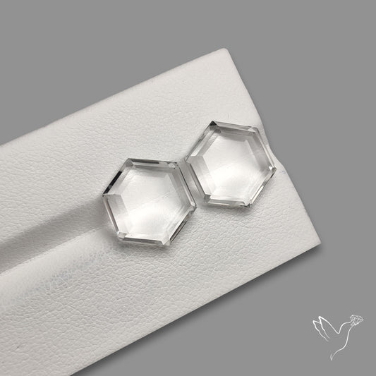 Portrait Cut Natural Himalayan Clear Quartz Pair