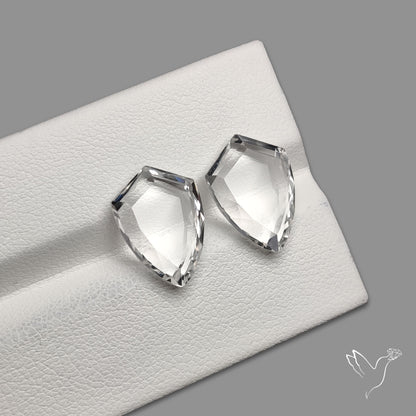 Portrait Cut Natural Himalayan Clear Quartz Pair