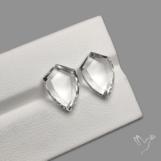 Portrait Cut Natural Himalayan Clear Quartz Pair