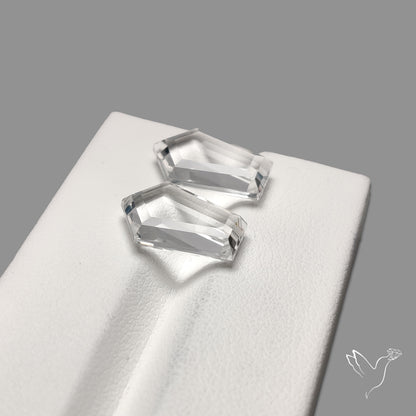 Portrait Cut Natural Himalayan Clear Quartz Pair