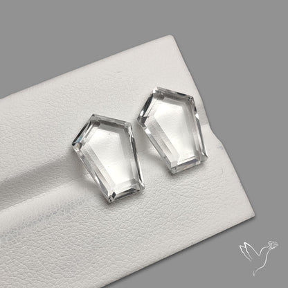 Portrait Cut Natural Himalayan Clear Quartz Pair