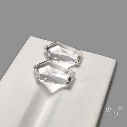 Portrait Cut Natural Himalayan Clear Quartz Pair
