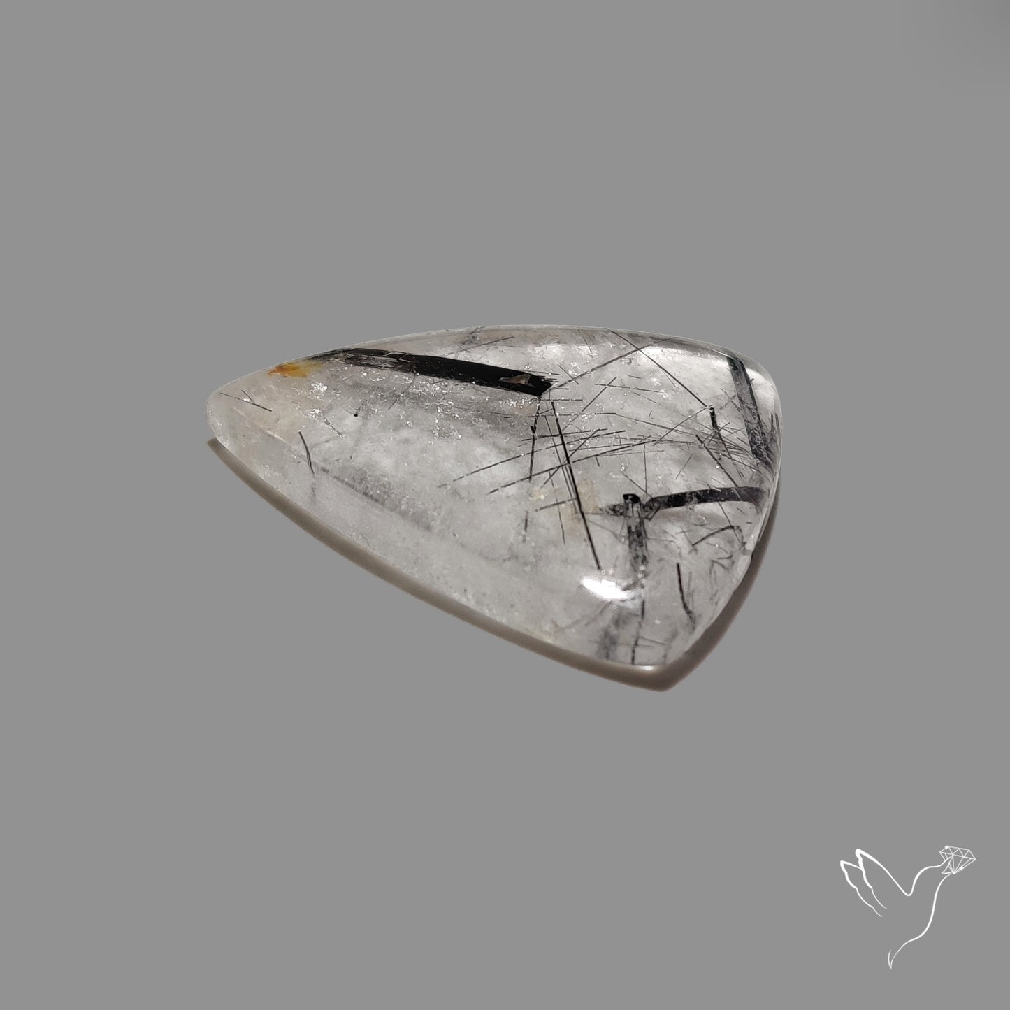 Sri Lankan Black Rutilated Quartz Cabochon