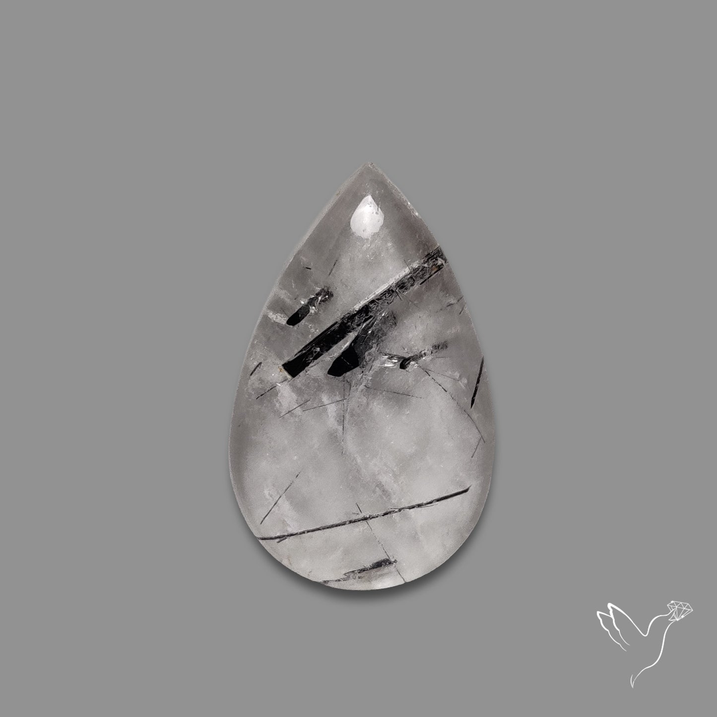 Sri Lankan Black Rutilated Quartz Cabochon