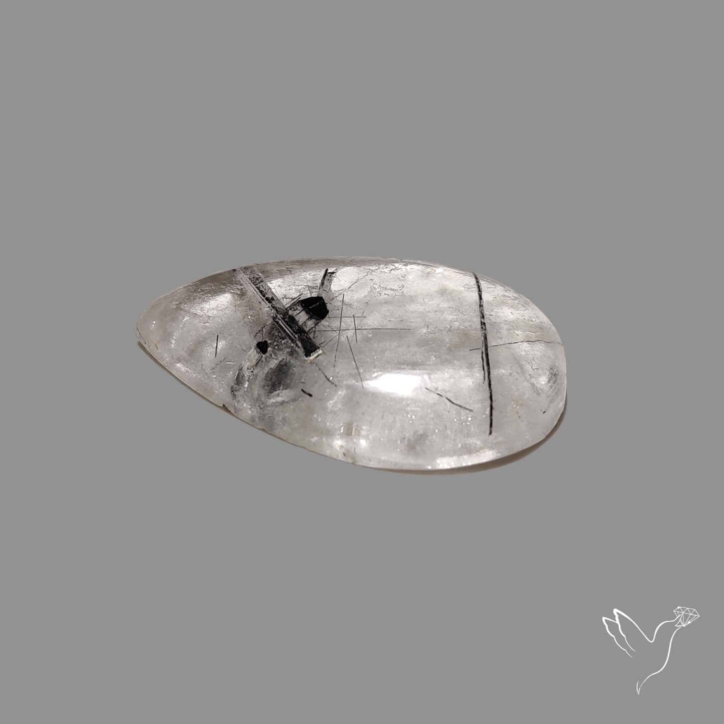 Sri Lankan Black Rutilated Quartz Cabochon