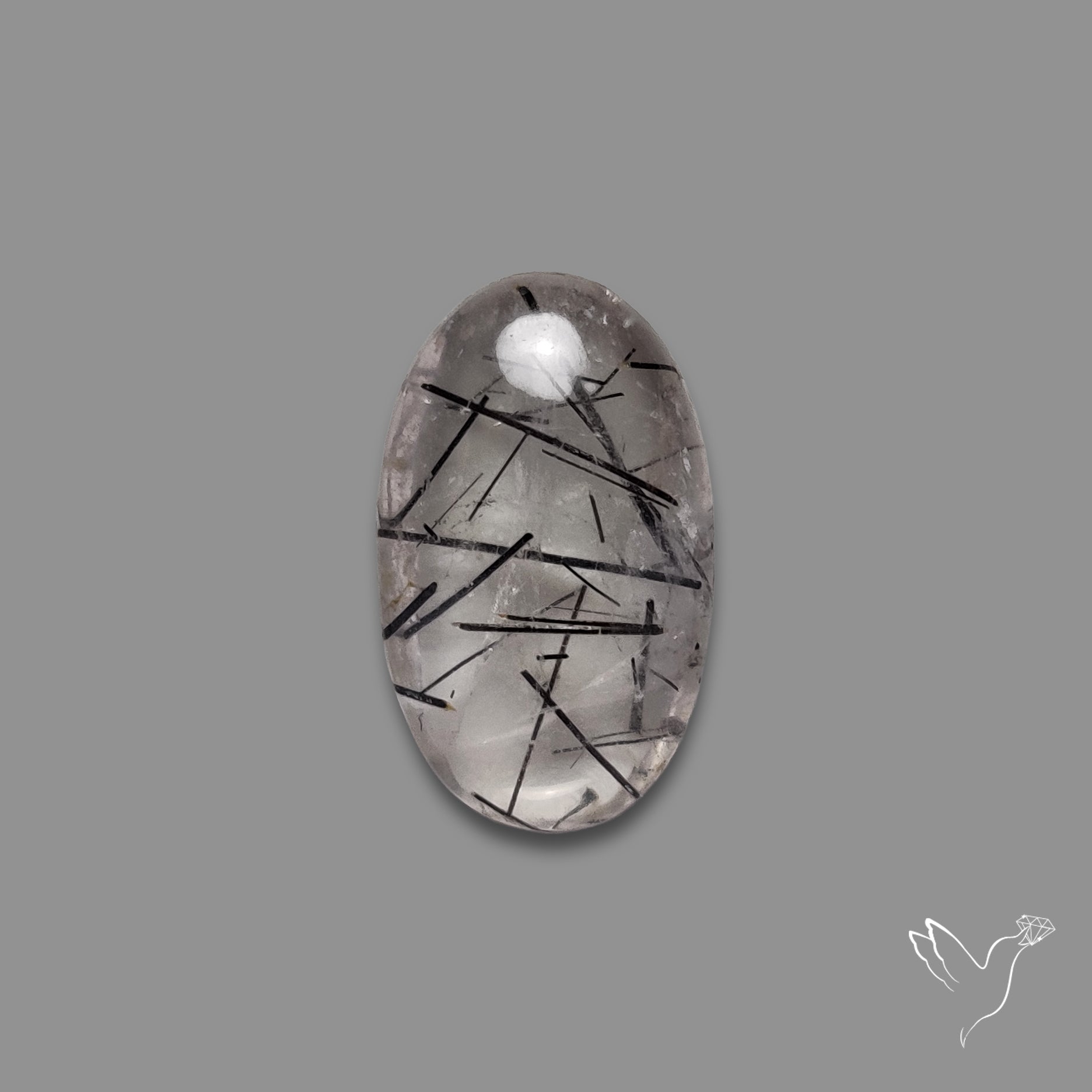 Black Tourmaline in Quartz Cabochon