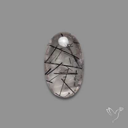 Black Tourmaline in Quartz Cabochon