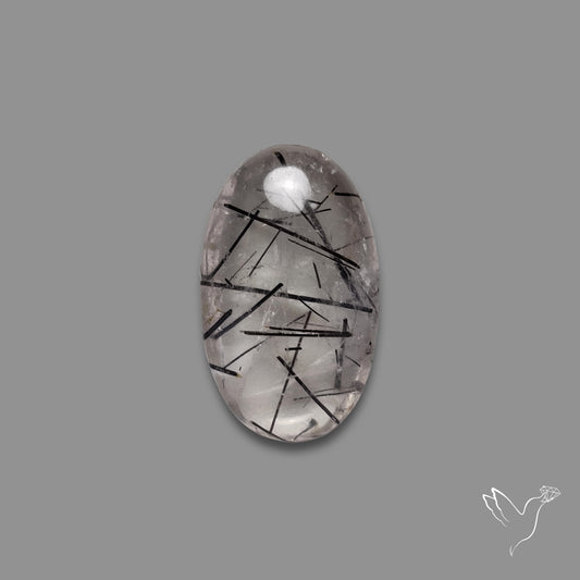 Black Tourmaline in Quartz Cabochon
