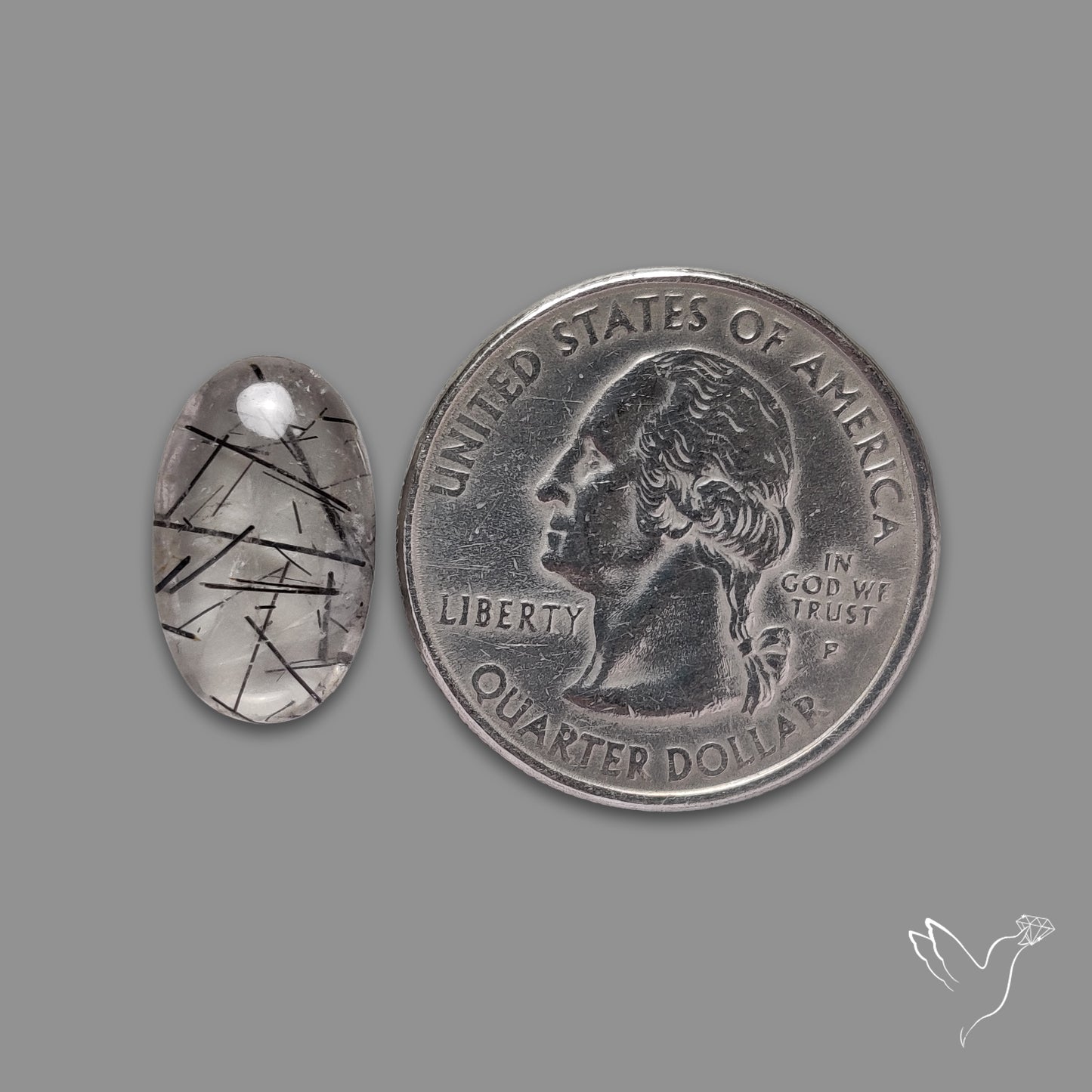 Black Tourmaline in Quartz Cabochon