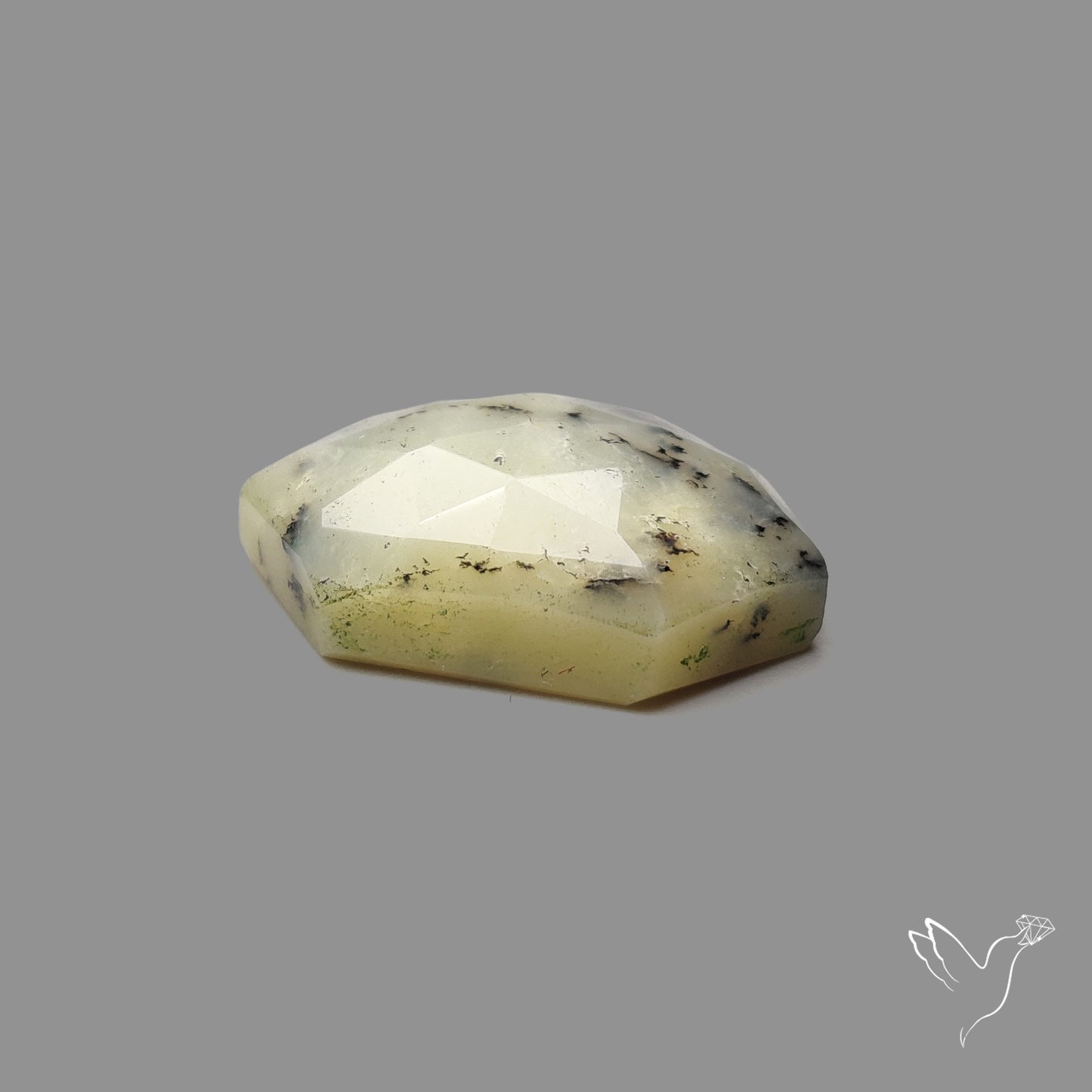 Rose Cut Yellow Dendritic Opal Hexagon