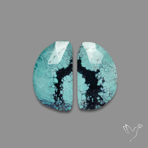 Rose Cut Hubei Turquoise Pair