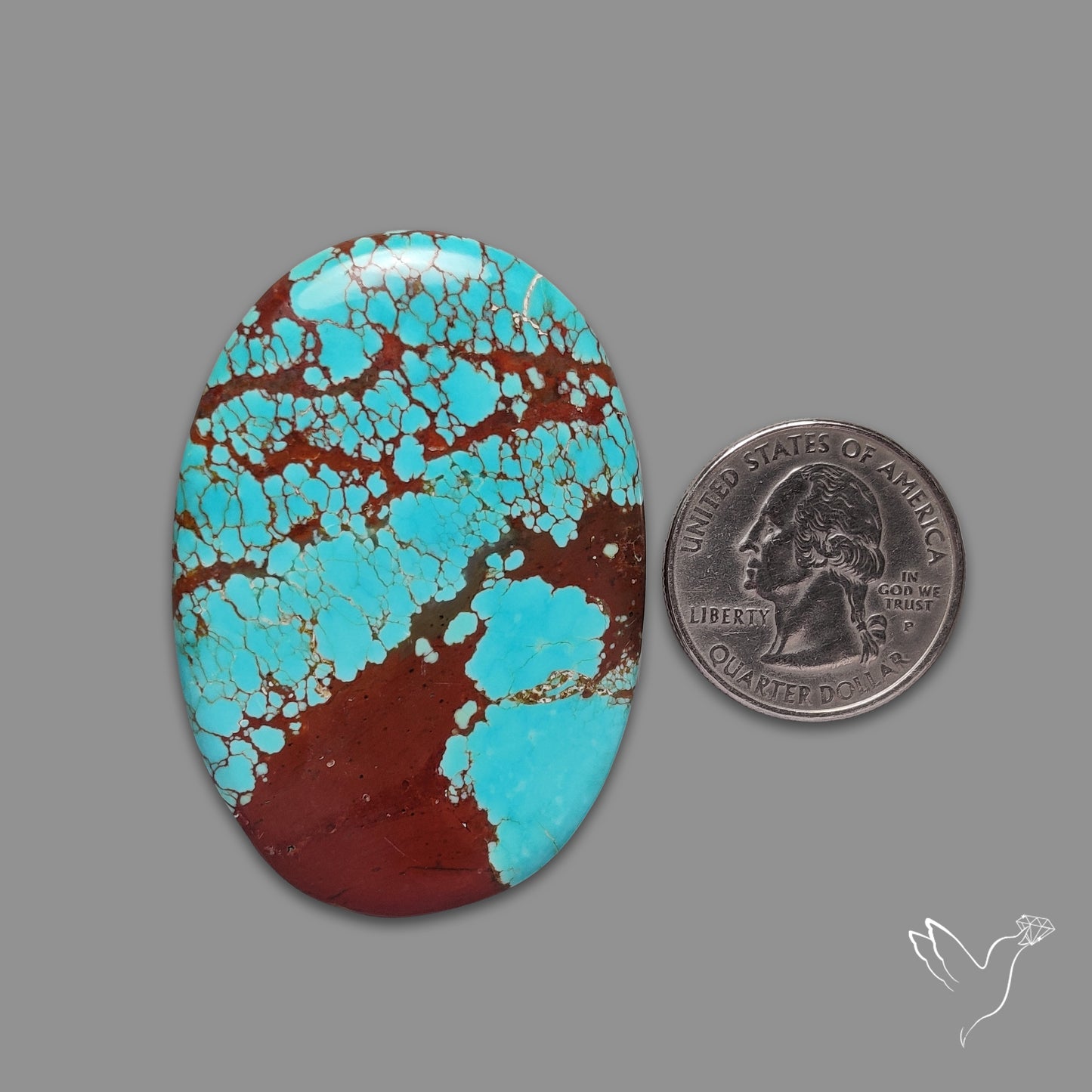 Rare Large Number 8 Mines Turquoise Cabochon