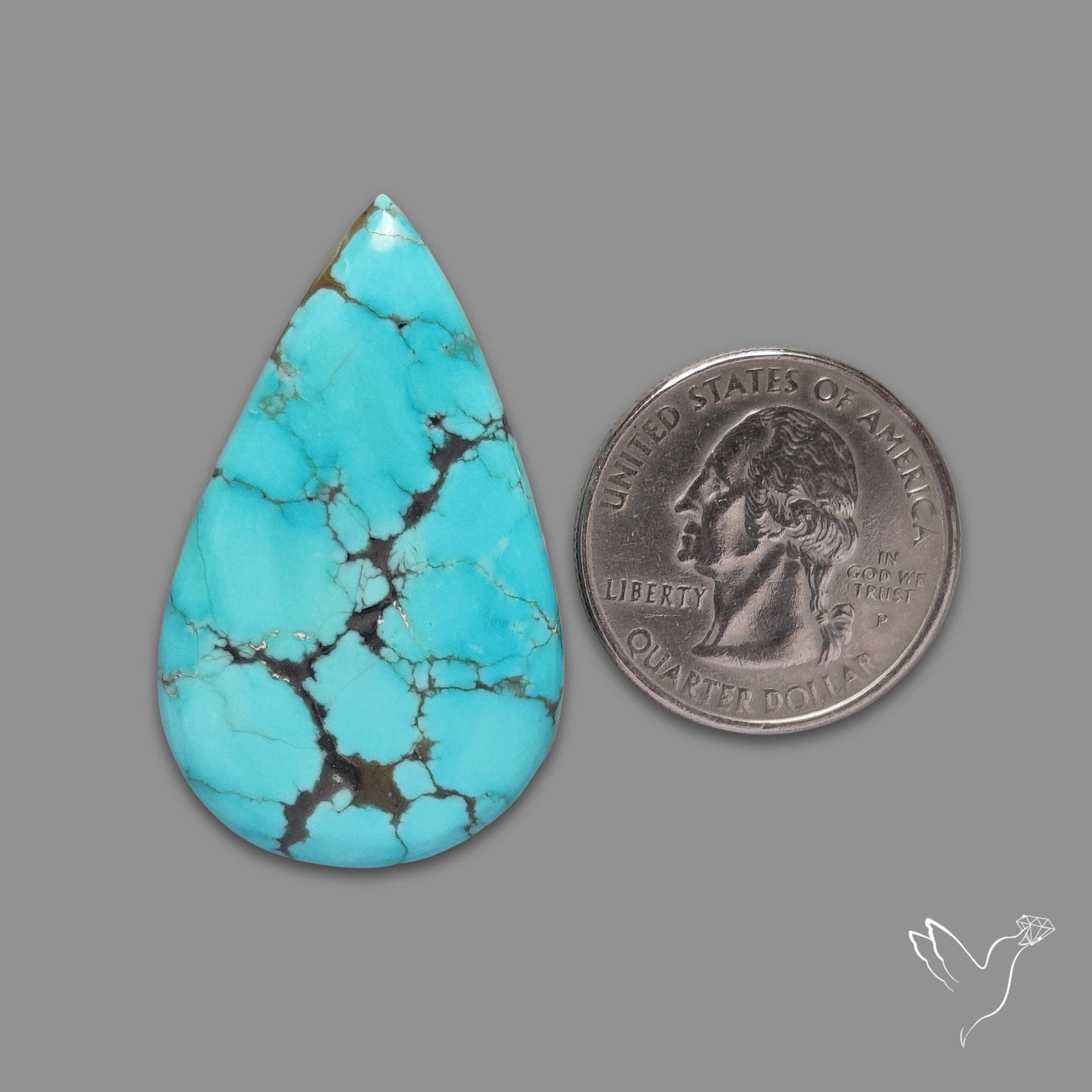 Rare Large Number 8 Mines Turquoise Cabochon