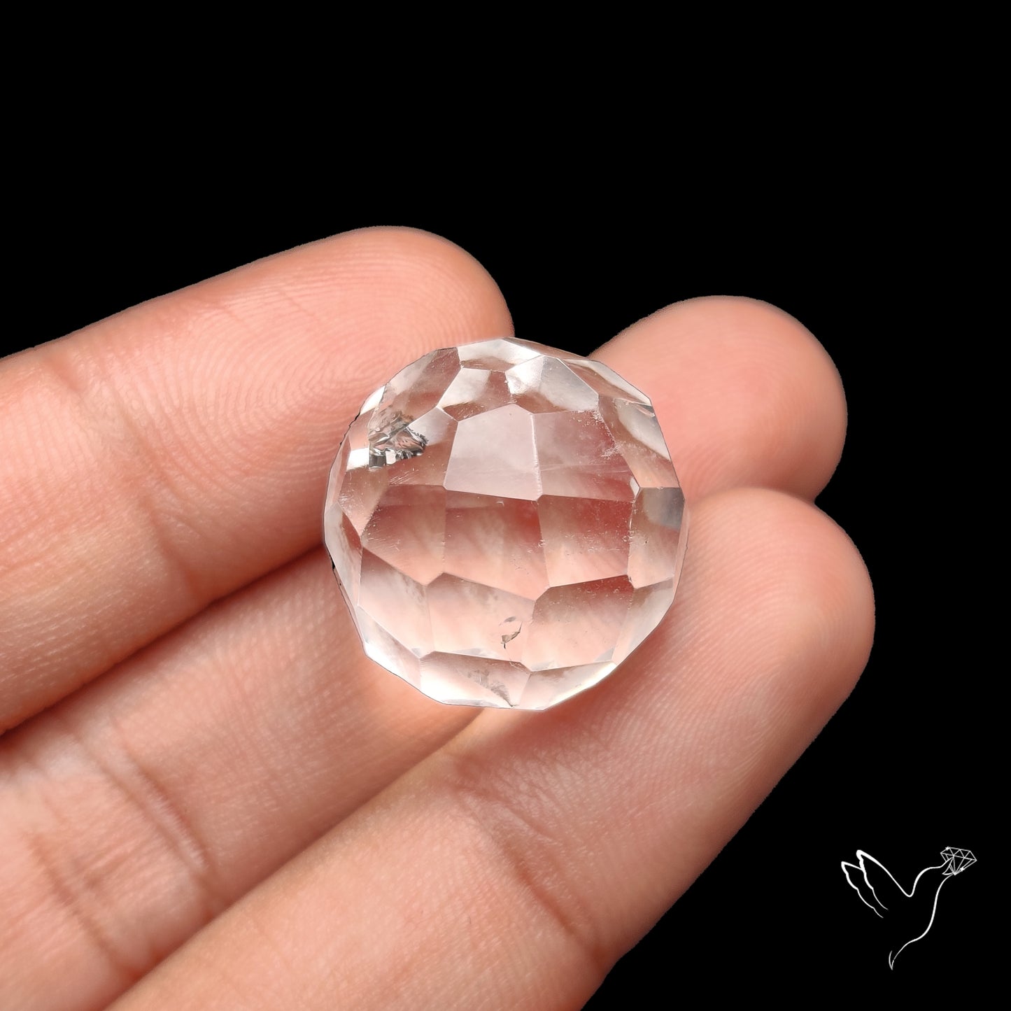 Checkerboard Cut Himalayan Quartz Ball Carving