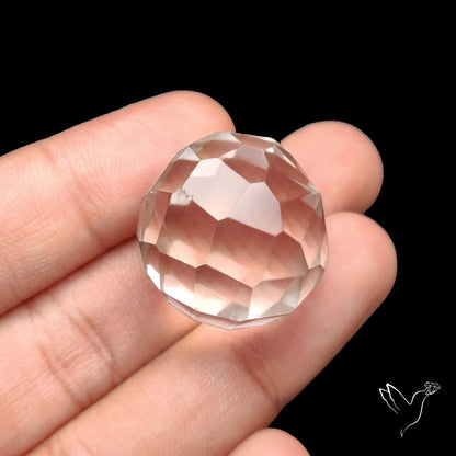 Checkerboard Cut Himalayan Quartz Ball Carving