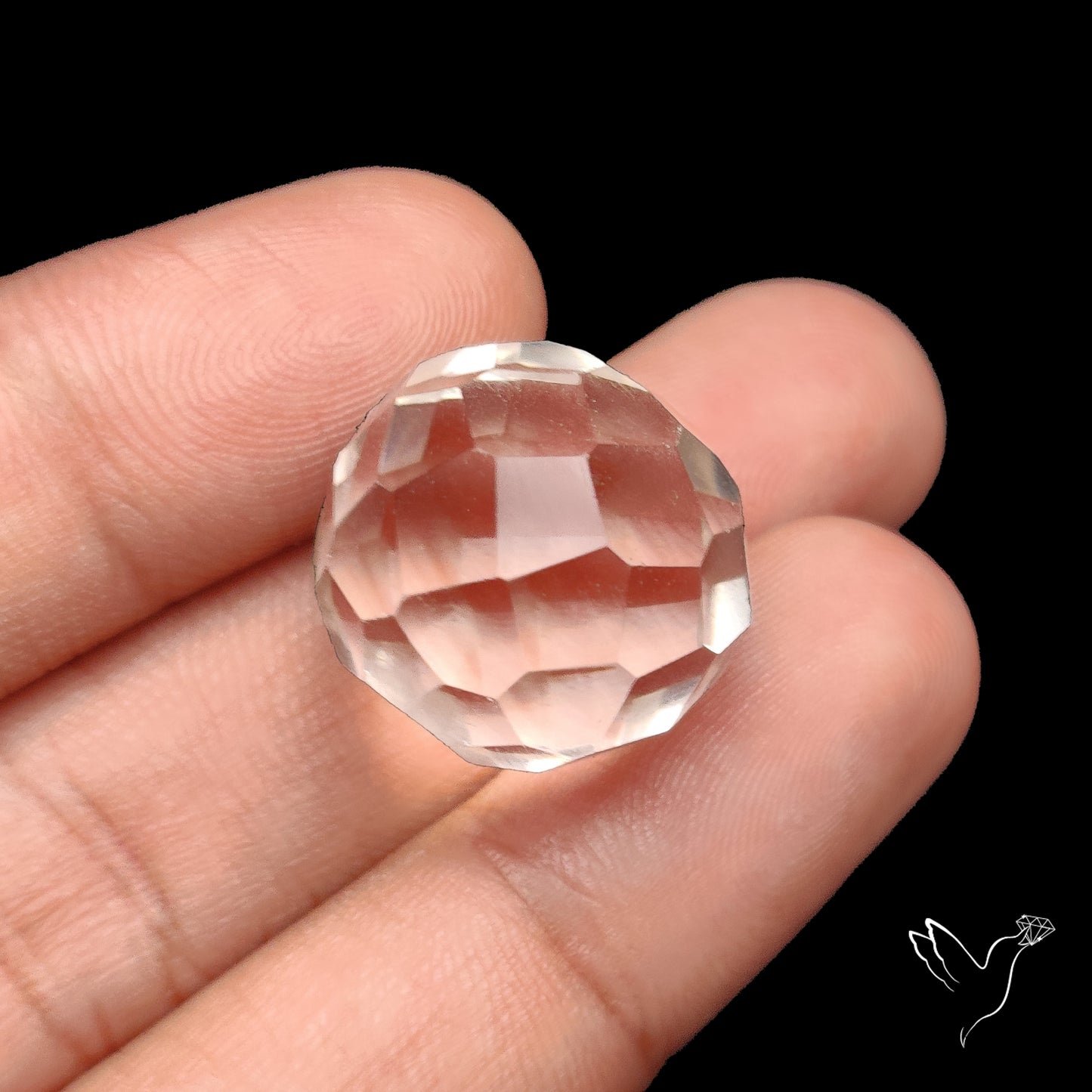 Checkerboard Cut Himalayan Quartz Ball Carving