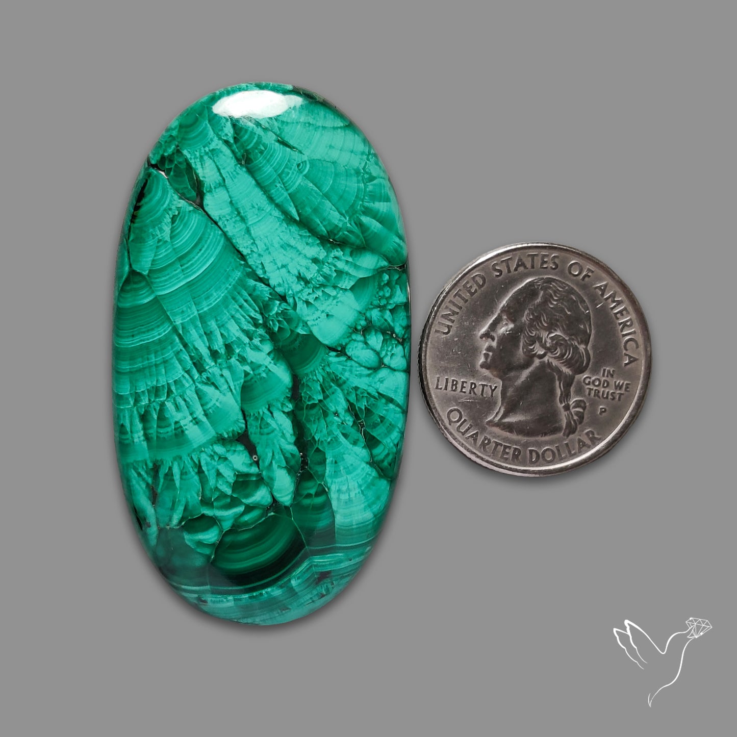 Malachite Cabochon with Rare Chattoyancy