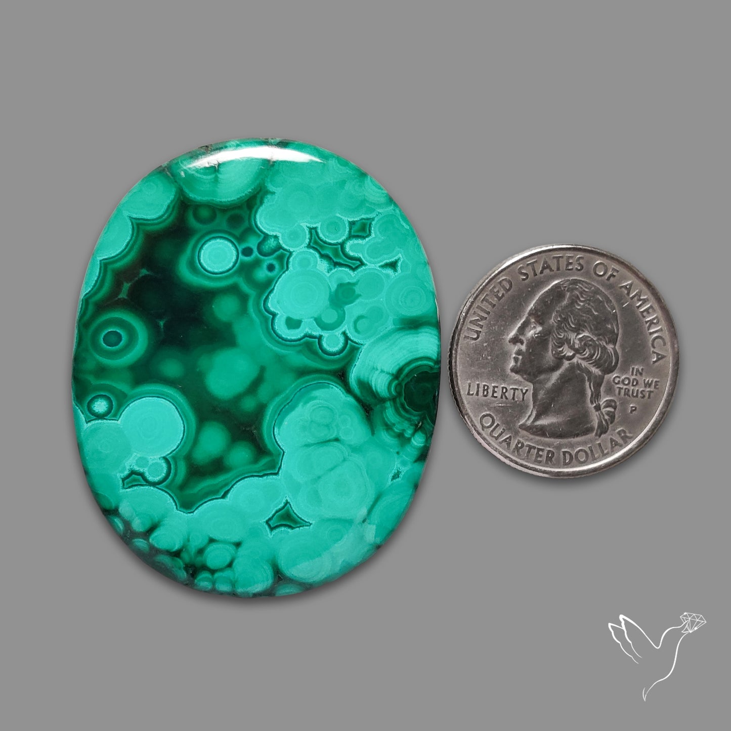 Malachite Cabochon with Rare Chattoyancy
