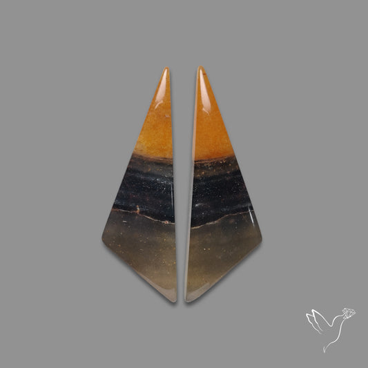 Bi Color Orange Aventurine Candy Corn Pair