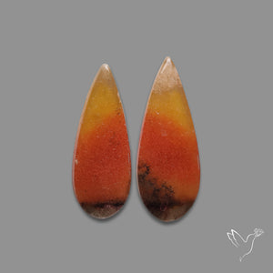 Bi Color Orange Aventurine Candy Corn Pair