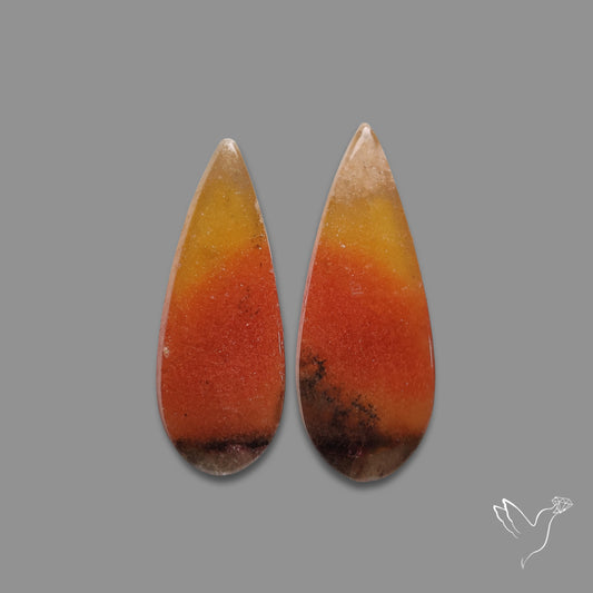Bi Color Orange Aventurine Candy Corn Pair