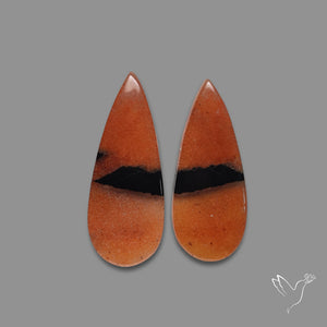 Bi Color Orange Aventurine Candy Corn Pair
