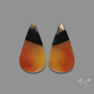 Bi Color Orange Aventurine Candy Corn Pair