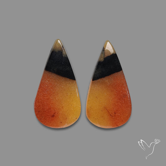 Bi Color Orange Aventurine Candy Corn Pair