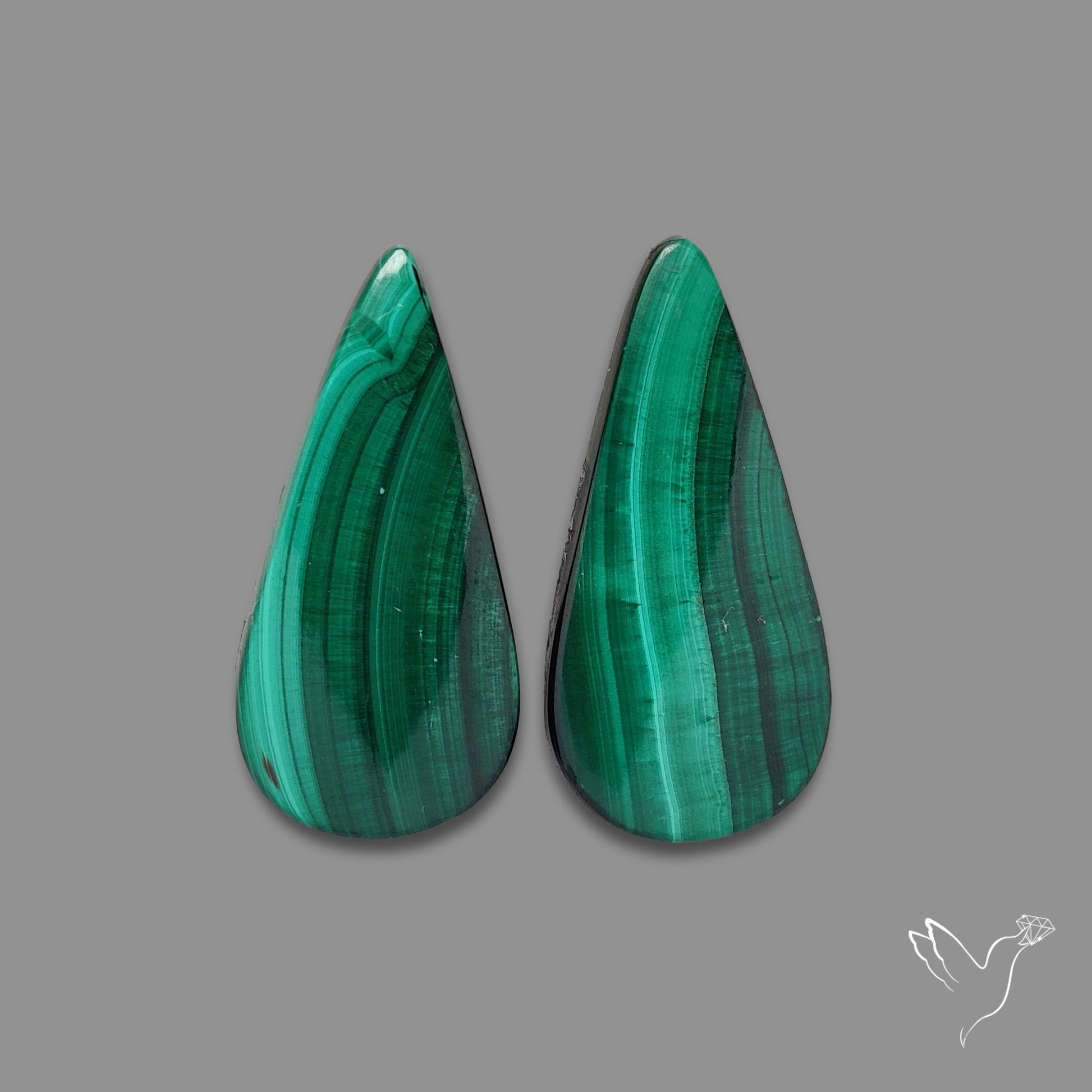Green Malachite with Chattoyancy Pair